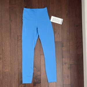 Lululemon Wunder Train HR Tight 25” Blue Leggings with pockets